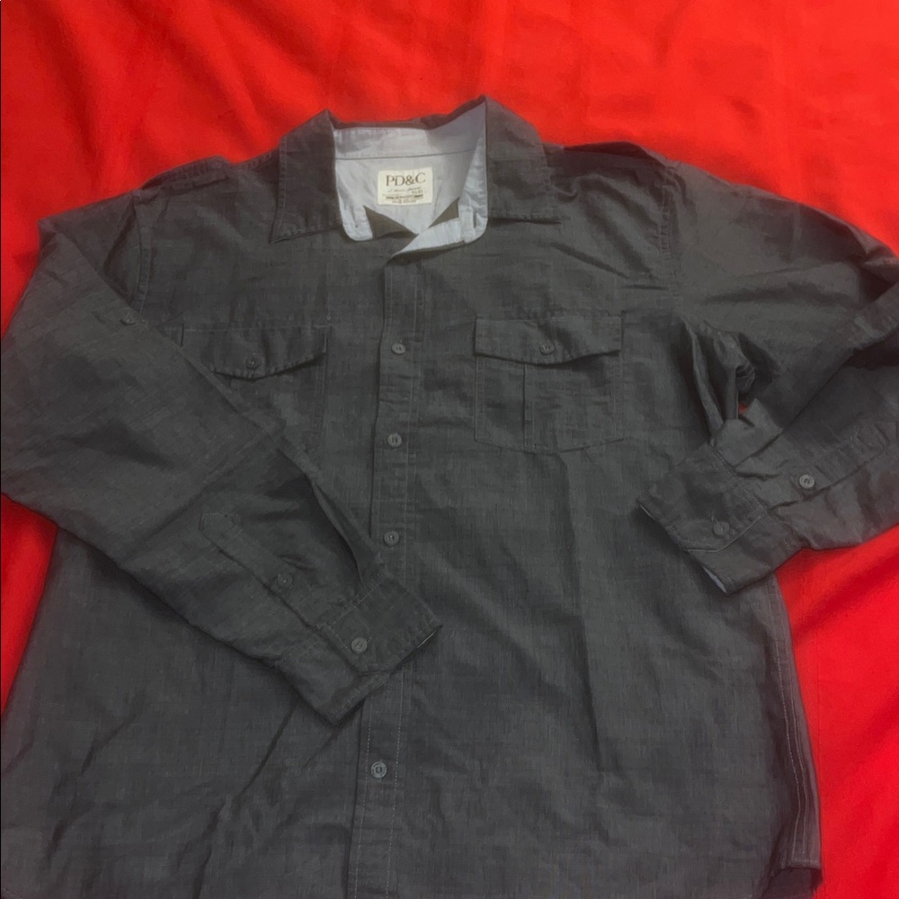 Mens XL PD&C Dark Blue Button Up Shirt
